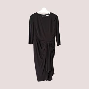 Karen Millen ruched Jersey drape midi in Black Size 10